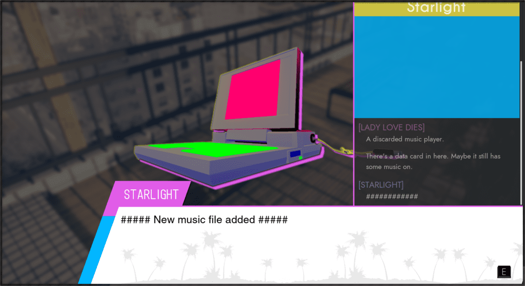An image of the laptop, Starlight, with the text "New music added to file"